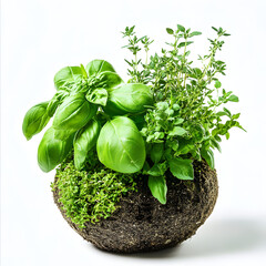 fresh herbs in a pot