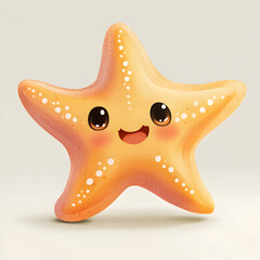 a beautiful star with eyes and mouth on white background