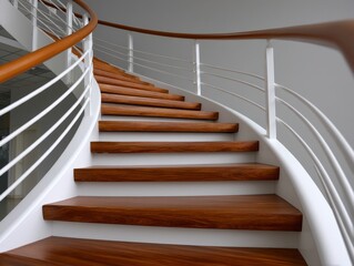 Elegant curved staircase design modern building interior photography contemporary style low angle view architectural beauty