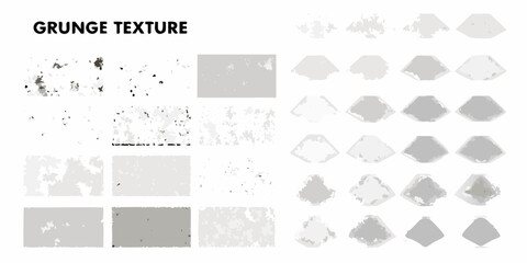 Grunge Texture Set with Rectangular and Hexagonal Shapes on White Background