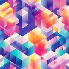 Abstract geometric pattern featuring vibrant colors and layered shapes creating a dynamic visual effect