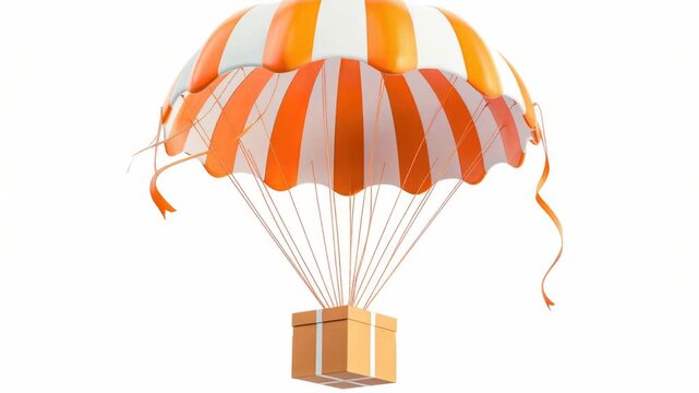 A parachute with a box attached, ready for deployment