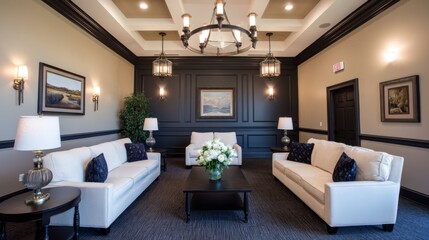 Elegant living room design modern home interior photography cozy environment wide angle contemporary aesthetic