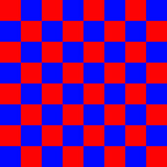 Red and blue hot checkers, patterns for publications, printed clothes, wallpaper, banners, textiles, carpets, backgrounds, covers, illustrations.