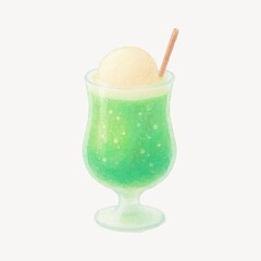 Refreshing green soda float illustration.