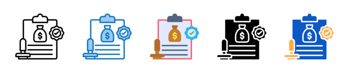 Loan Approval multiple style icons set design vector illustration. 