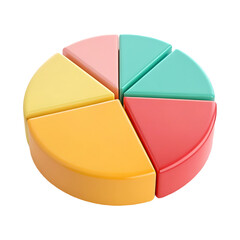 Fototapeta premium 3D icon PastelColored Circular Segments A Divided Pie Chart Representation transparent png illustration