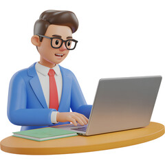 Young Man Working on Laptop