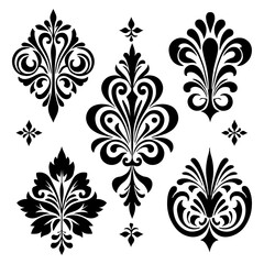 A vintage vector floral elements set of seamless decorative leaf and plant illustrations