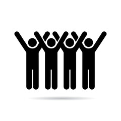 An iconic vector silhouette of people's hands holding palms as a symbol of love, care, and help