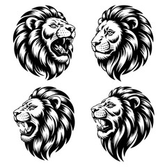 The wild face of a tribal lion with a powerful feline head vector illustration