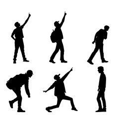 Vector illustration of men and women silhouettes in action, from sports to music, dance, and business
