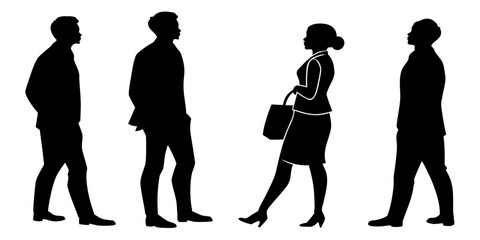 Vector illustration of a standing family silhouette with father, mother, and child
