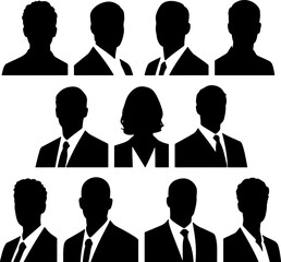 A vector icon set of diverse business people avatars