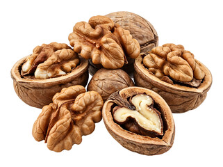 Shelled walnuts (handful) , isolated on transparent background, png