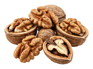 Shelled walnuts (handful) , isolated on transparent background, png