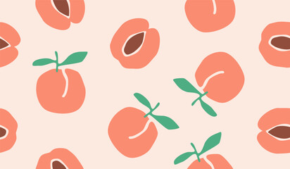 Cute peach fruits pattern background vector design