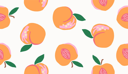 Cute peach fruits pattern background vector design