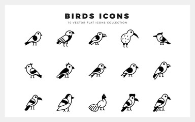 15 Bird Lineal Fill icons pack. vector illustration.