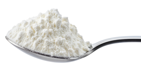 Baking powder on a spoon (or baking soda) , isolated on transparent background, png