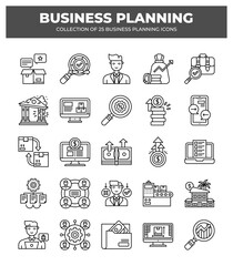 Collection of 25 Business Planning Icons: Strategy. Management. and Growth