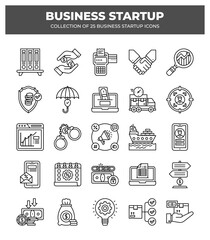 Collection of 25 Business Startup Icons:  A Visual Guide to Launching Your Business