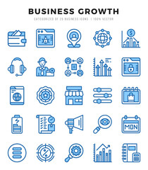 Collection of Business Growth 25 Two Color Icons Pack.