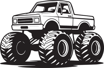 high resolution ai eps vector monster truck illustration with deep tread wheels engine suspension automotive projects © AIcon Star