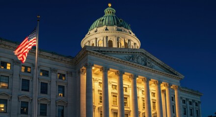 Historical architecture of the u.S. Capitol at night washington d.C. Building illuminated eye-level government