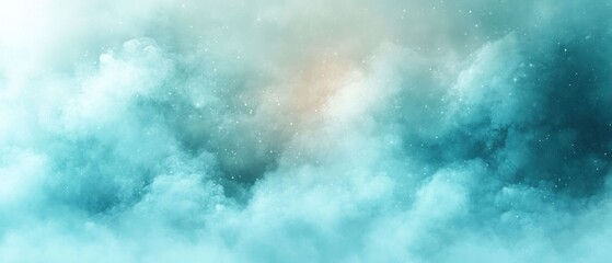 Celestial Dreamscape: A Serene Vision of Teal Clouds and Sparkling Stardust