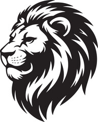 stylized black and white lion head vector illustration with flowing mane regal symbol of strength and leadership