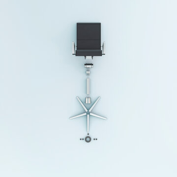 Office chair components organized in a row in a 3D rendering