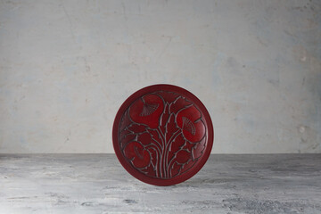 Kamakurabori Kashiki Chadougu Hand-Carved Kamakura Lacquerware Plate by Sansuido &ndash; Traditional Japanese Craft