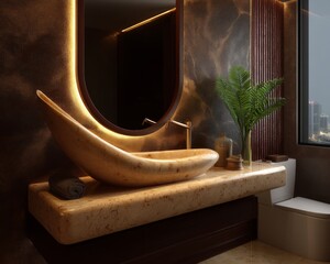 Luxurious modern bathroom design urban apartment interior style sleek environment daylight view contemporary elegance
