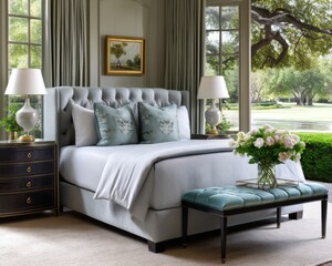 Elegant bedroom design in a serene environment modern decor inviting atmosphere cozy viewpoint