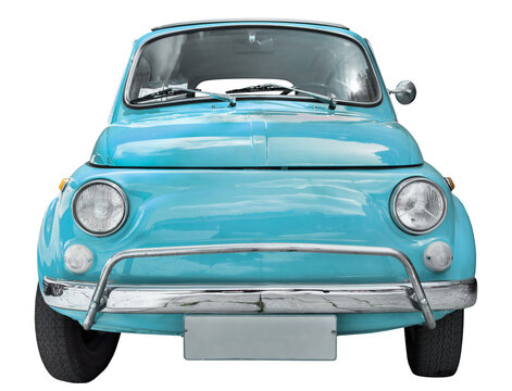 Fototapeta vintage toy cars blue isolated.