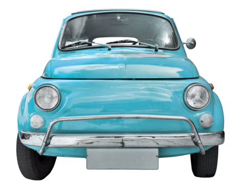 vintage toy cars blue isolated.