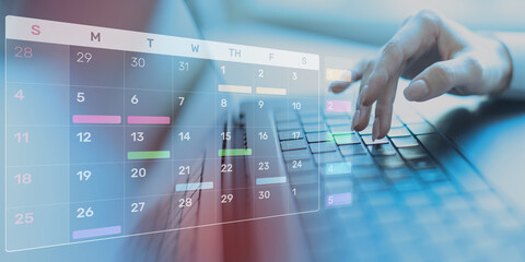 Project Management and Schedule Planning Displayed on a Digital Calendar Interface.