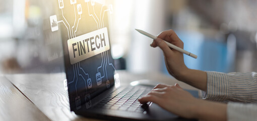 Financial Technology FinTech Innovations Illustrated Through Digital Interface and Business Analytics.