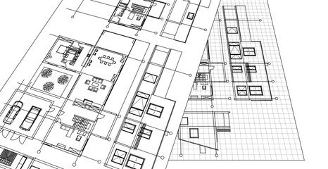 residential building plan concept draft project