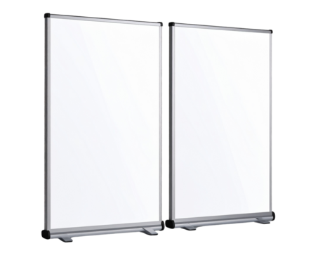 Retractable roll-up banner signboard isolated on transparent background PNG