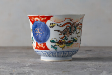 Chawan Imari-yaki Ko-Imari Soba-choko Porcelain Bowl with Phoenix and Auspicious Motifs Antique...