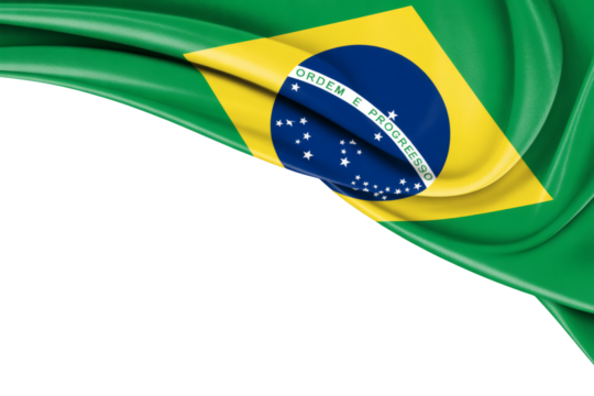 the Brazilian Flag Waving Dynamically on top with Ample Copy Space below