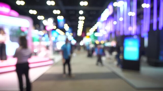 Bank of Thailand held a trade show, credit promotions and interest for customers at Smart Sme 2025 at The Mall Nakhon Ratchasima. There is slight movement from the camera. Blur And Soft Focus.