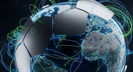 Global Connectivity: Earth as a Soccer Ball with Flowing Data Streams