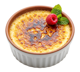 Crème brûlée with a caramel crust , isolated on transparent background, png