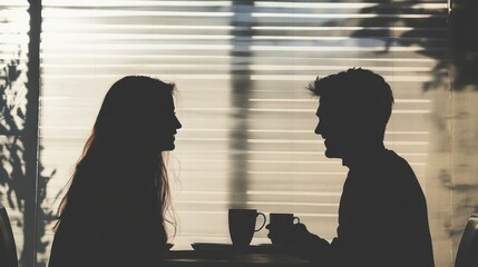 Couple having coffee indoors