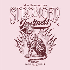 Strong varsity slogan design with leopard illustration