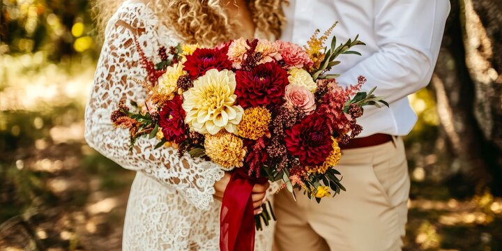 Romantic rustic autumn bouquet bridal wedding ceremony photography - Powered by Adobe