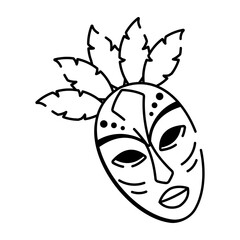 A hand drawn style icon showing a tribal mask 


